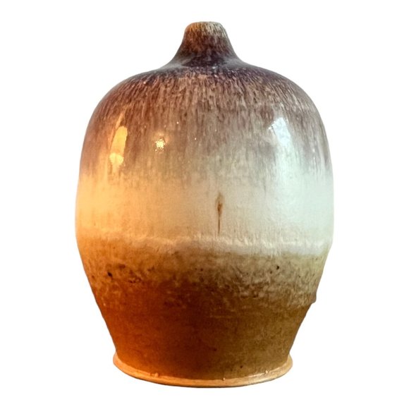 Studio Art Pottery Bud Vase Ombre With Top Gazed Signed 4" Tall X 3" Dia - Picture 1 of 7